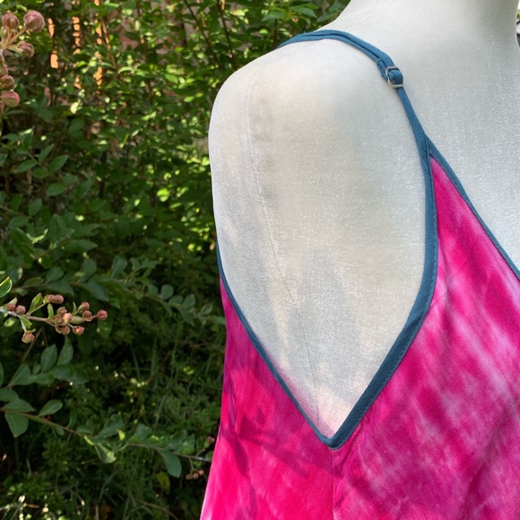 Tie Dye Print Linen Blend Maxi Dress - Picture 7 of 8